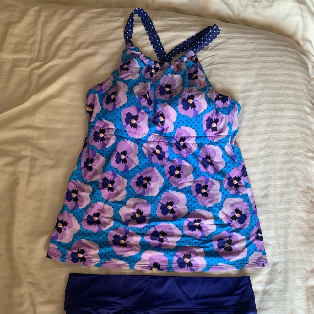 Lime Ricki Orange Ruched Tankini Swim Top